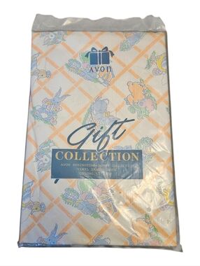 Vintage Avon Springtime Bunny Collection Vinyl Tablecloth 52"X70" Oblong